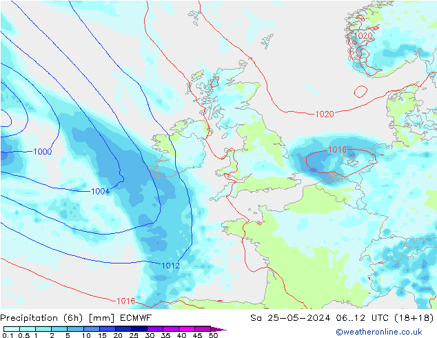 Z500/Rain (+SLP)/Z850 ECMWF Sa 25.05.2024 12 UTC