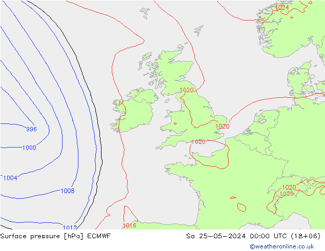 Surface pressure ECMWF Sa 25.05.2024 00 UTC