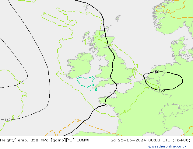 Height/Temp. 850 hPa ECMWF Sa 25.05.2024 00 UTC