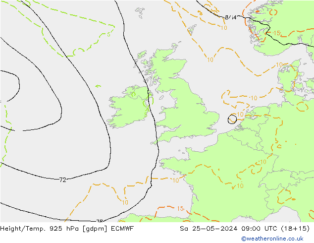 Height/Temp. 925 hPa ECMWF so. 25.05.2024 09 UTC