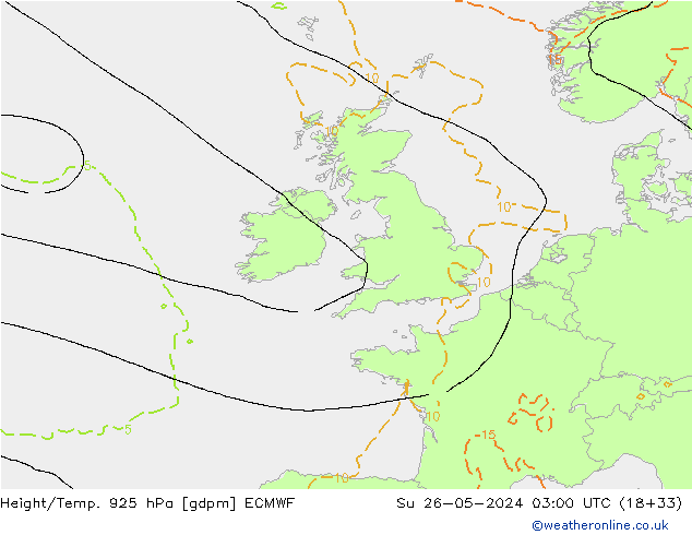 Yükseklik/Sıc. 925 hPa ECMWF Paz 26.05.2024 03 UTC