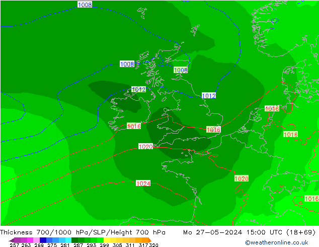 700-1000 hPa Kalınlığı ECMWF Pzt 27.05.2024 15 UTC