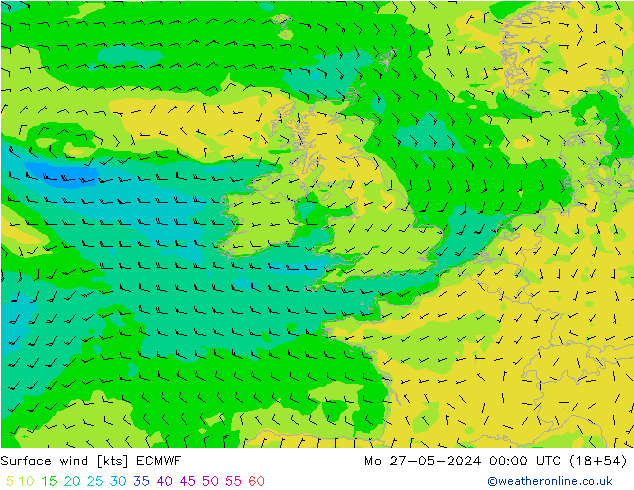 Vent 10 m ECMWF lun 27.05.2024 00 UTC