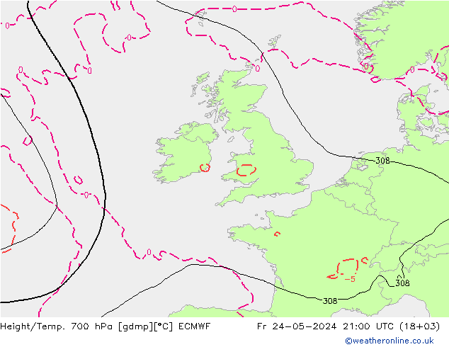 Yükseklik/Sıc. 700 hPa ECMWF Cu 24.05.2024 21 UTC