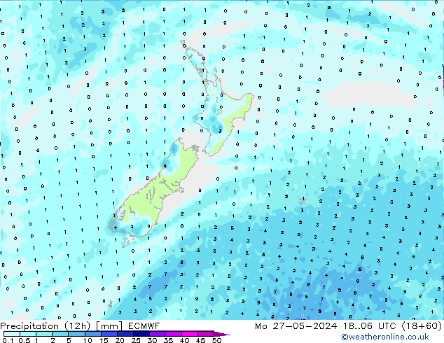 Precipitazione (12h) ECMWF lun 27.05.2024 06 UTC