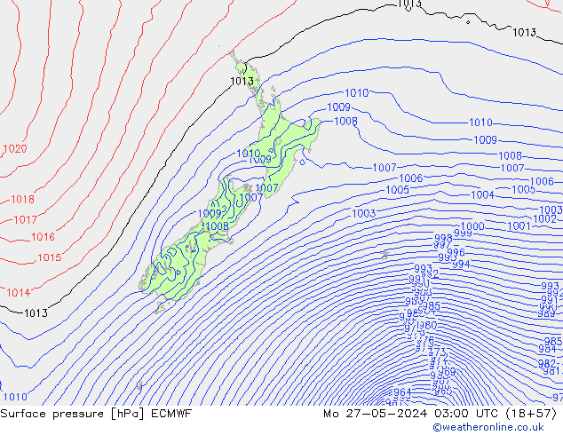 Surface pressure ECMWF Mo 27.05.2024 03 UTC