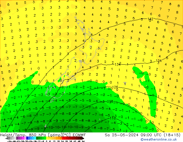 Height/Temp. 850 hPa ECMWF  25.05.2024 09 UTC