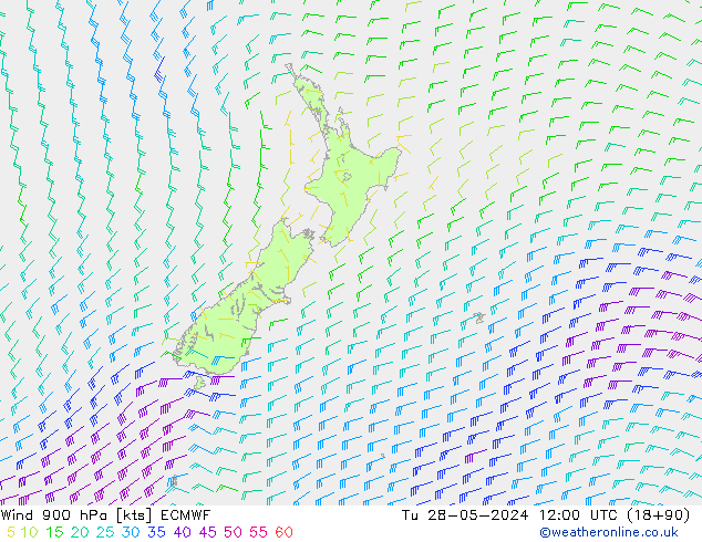 Wind 900 hPa ECMWF Tu 28.05.2024 12 UTC