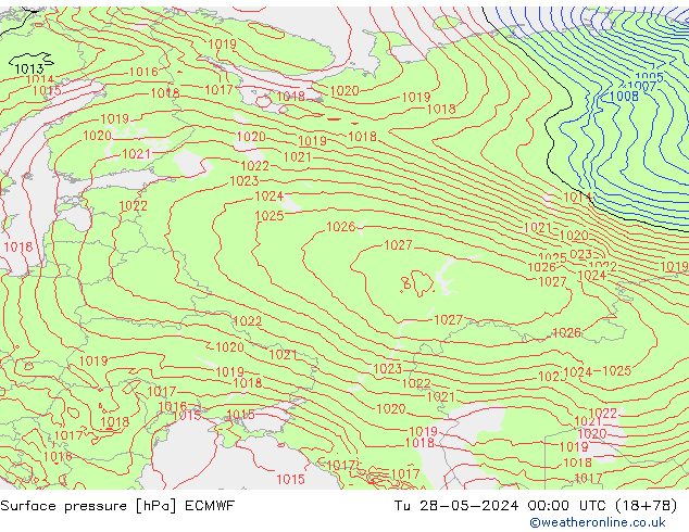 Luchtdruk (Grond) ECMWF di 28.05.2024 00 UTC