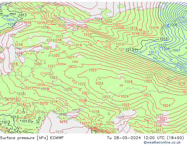 Surface pressure ECMWF Tu 28.05.2024 12 UTC