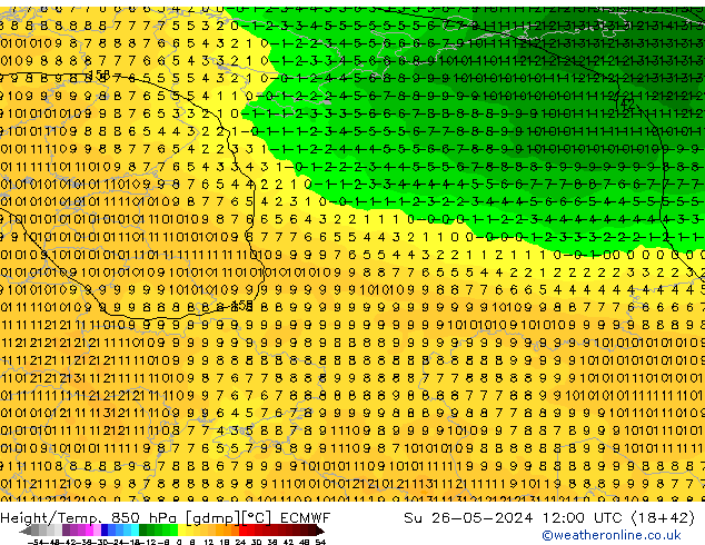 Z500/Rain (+SLP)/Z850 ECMWF Ne 26.05.2024 12 UTC