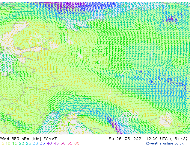 ветер 850 гПа ECMWF Вс 26.05.2024 12 UTC