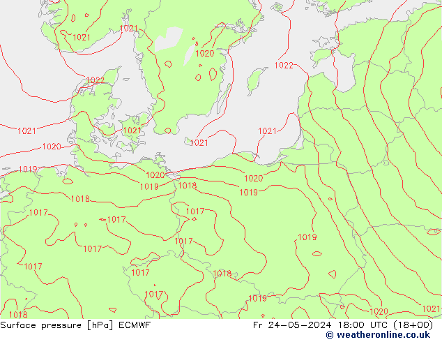 pressão do solo ECMWF Sex 24.05.2024 18 UTC