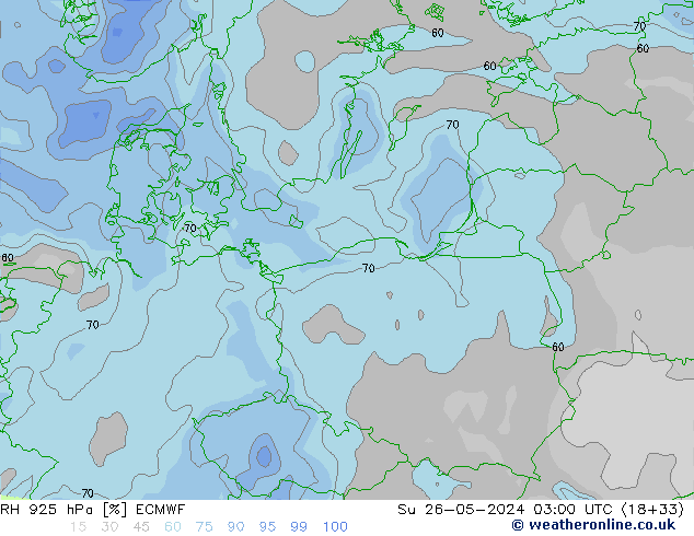 RH 925 hPa ECMWF Su 26.05.2024 03 UTC