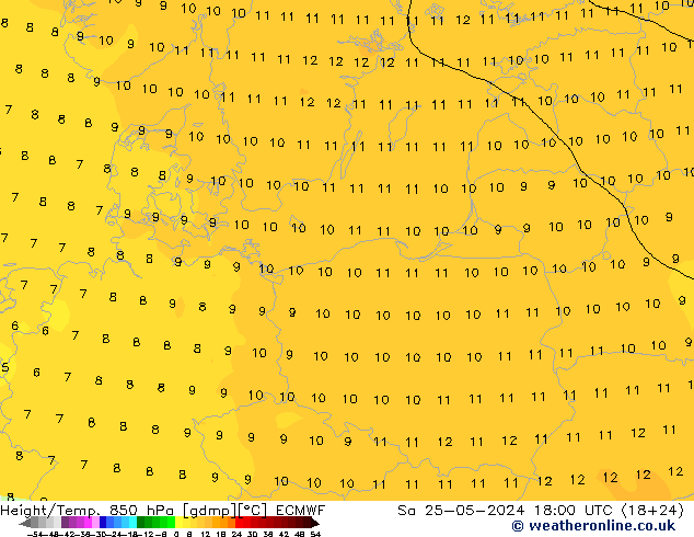 Height/Temp. 850 hPa ECMWF sab 25.05.2024 18 UTC