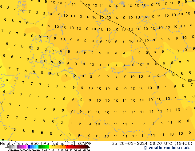 Z500/Rain (+SLP)/Z850 ECMWF dom 26.05.2024 06 UTC