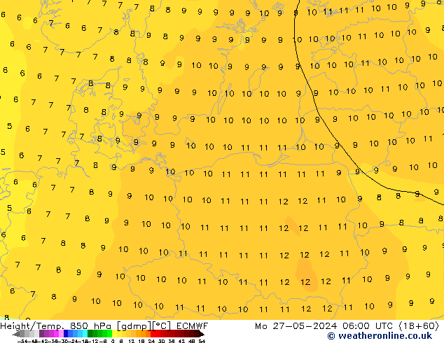 Z500/Rain (+SLP)/Z850 ECMWF Mo 27.05.2024 06 UTC