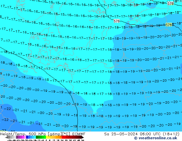 Z500/Rain (+SLP)/Z850 ECMWF Sa 25.05.2024 06 UTC