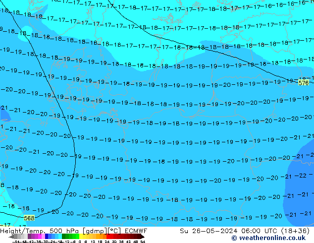 Z500/Rain (+SLP)/Z850 ECMWF dom 26.05.2024 06 UTC