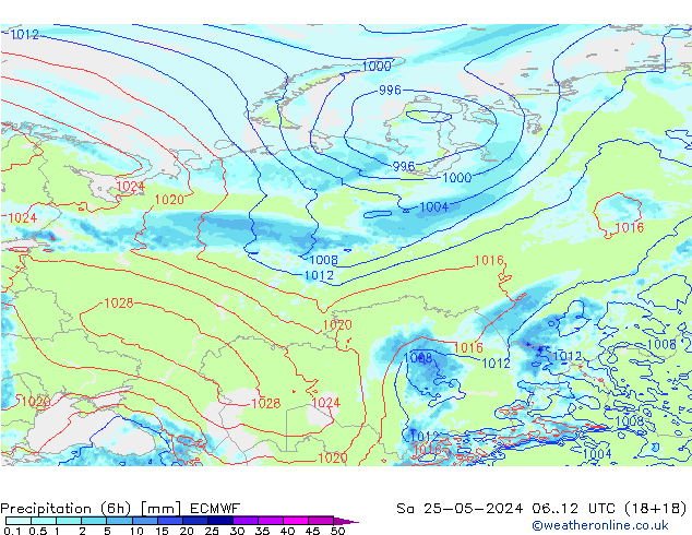 Z500/Rain (+SLP)/Z850 ECMWF sam 25.05.2024 12 UTC