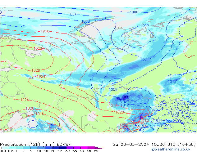 Precipitação (12h) ECMWF Dom 26.05.2024 06 UTC