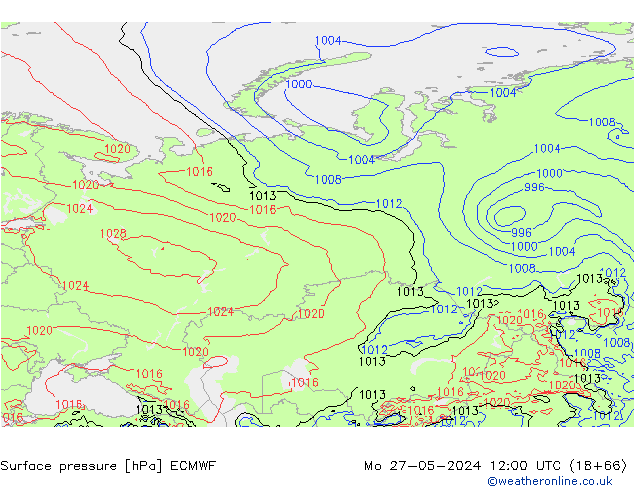 Bodendruck ECMWF Mo 27.05.2024 12 UTC