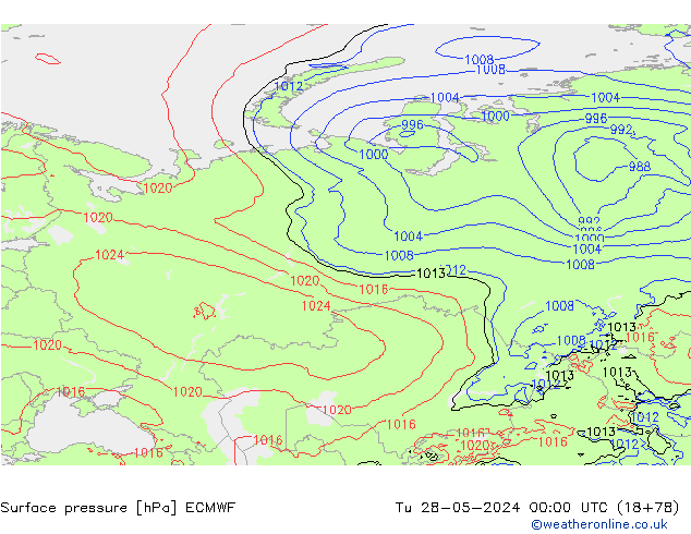 Luchtdruk (Grond) ECMWF di 28.05.2024 00 UTC