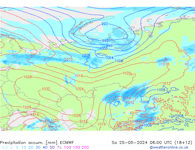 Precipitation accum. ECMWF Sa 25.05.2024 06 UTC