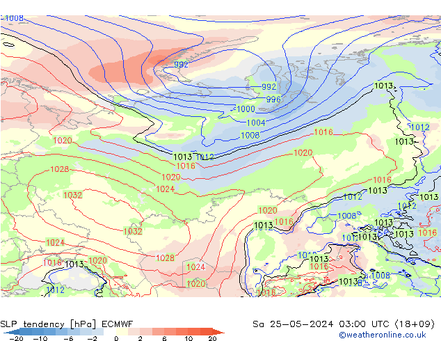 SLP tendency ECMWF Sa 25.05.2024 03 UTC