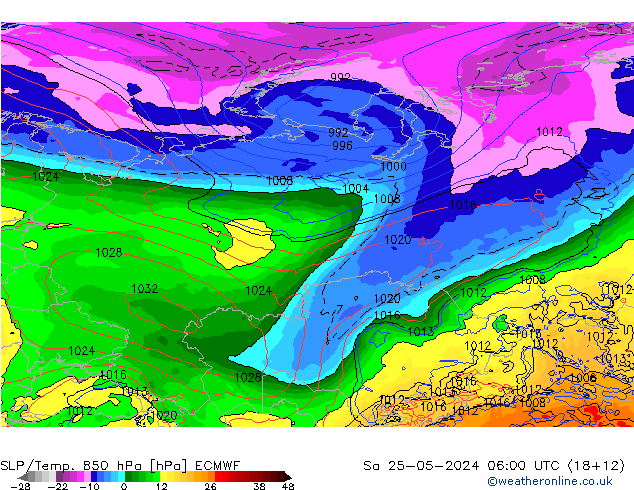 850 hPa Yer Bas./Sıc ECMWF Cts 25.05.2024 06 UTC