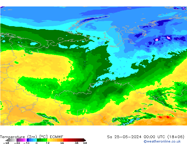 température (2m) ECMWF sam 25.05.2024 00 UTC