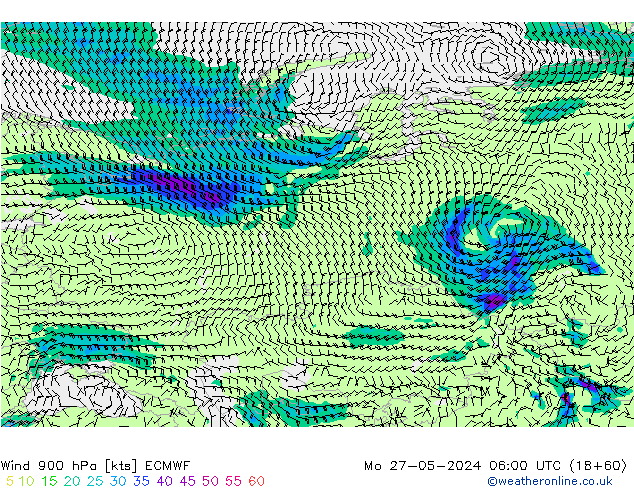 Wind 900 hPa ECMWF Mo 27.05.2024 06 UTC