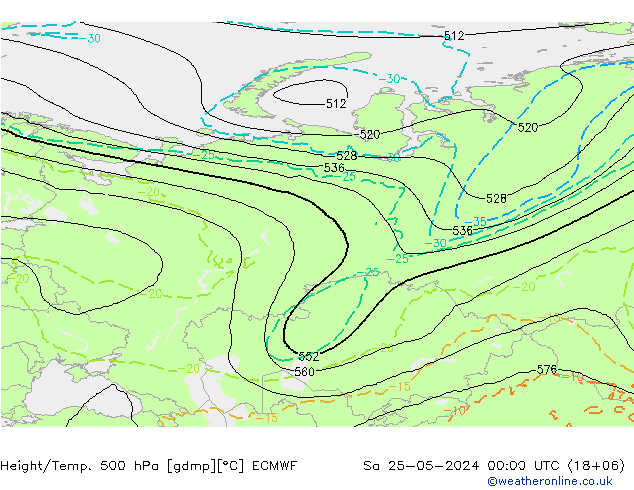 Z500/Rain (+SLP)/Z850 ECMWF so. 25.05.2024 00 UTC