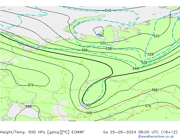 Z500/Rain (+SLP)/Z850 ECMWF So 25.05.2024 06 UTC