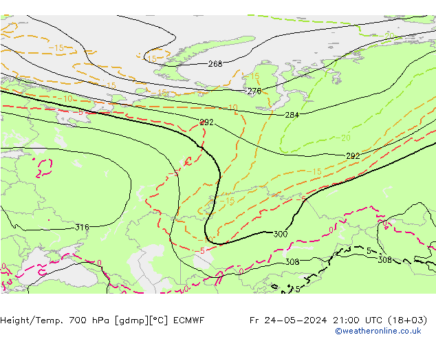 Yükseklik/Sıc. 700 hPa ECMWF Cu 24.05.2024 21 UTC