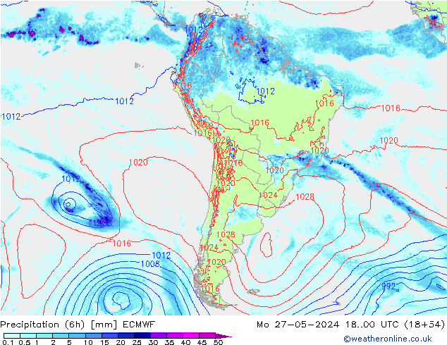 Z500/Yağmur (+YB)/Z850 ECMWF Pzt 27.05.2024 00 UTC