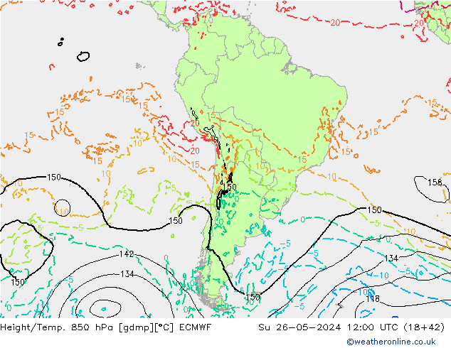 Z500/Rain (+SLP)/Z850 ECMWF dim 26.05.2024 12 UTC