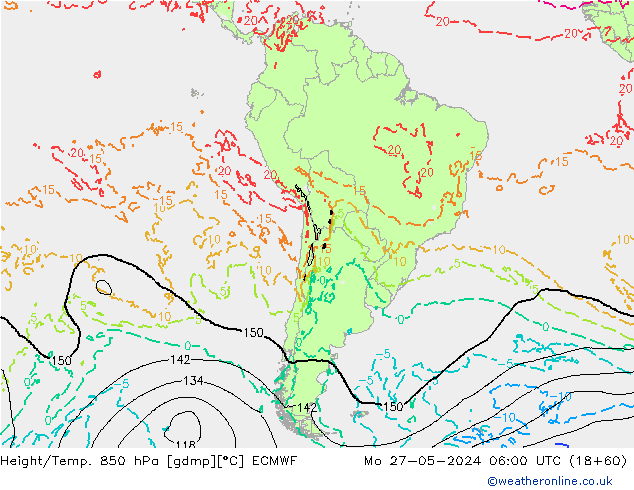 Z500/Rain (+SLP)/Z850 ECMWF пн 27.05.2024 06 UTC