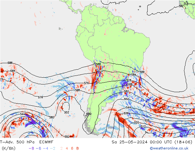 T-Adv. 500 hPa ECMWF Sa 25.05.2024 00 UTC