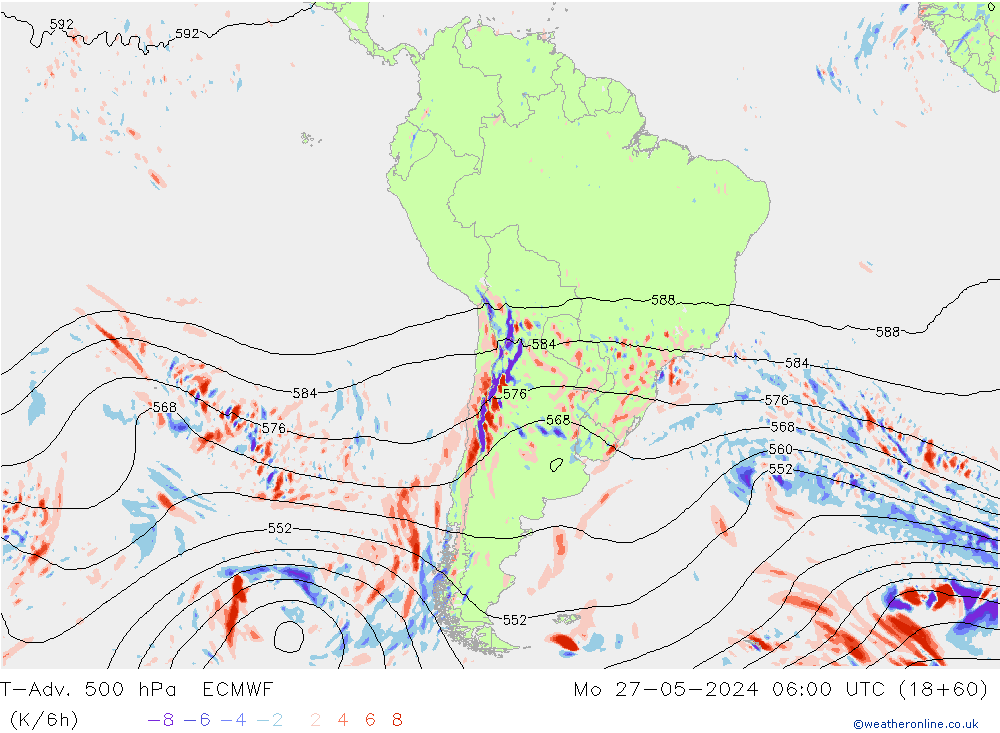 T-Adv. 500 гПа ECMWF пн 27.05.2024 06 UTC