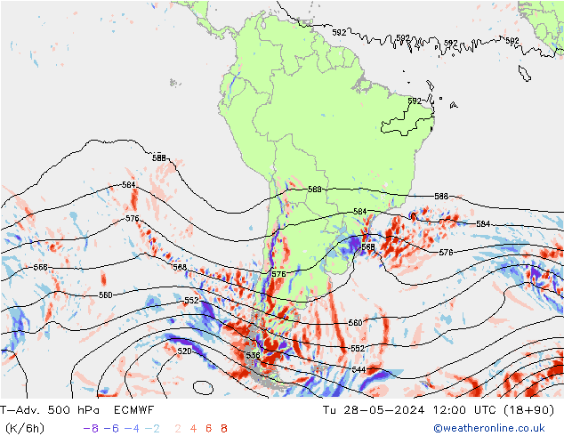 T-Adv. 500 hPa ECMWF mar 28.05.2024 12 UTC