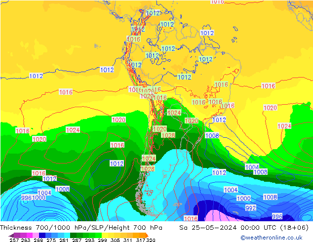 Thck 700-1000 hPa ECMWF Sa 25.05.2024 00 UTC