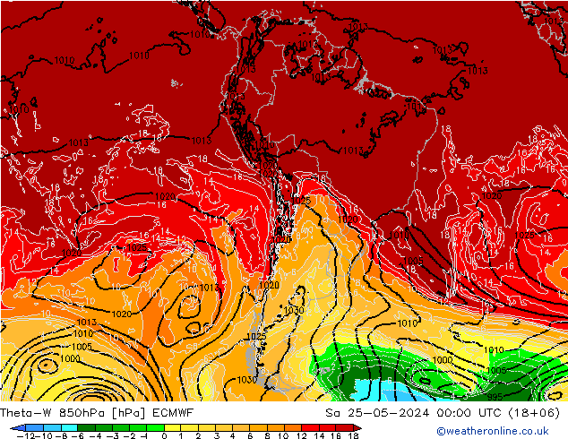 Theta-W 850hPa ECMWF Sa 25.05.2024 00 UTC