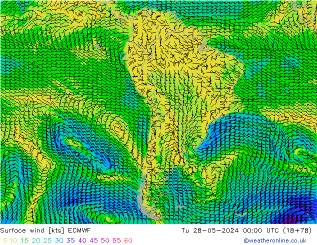 Surface wind ECMWF Tu 28.05.2024 00 UTC