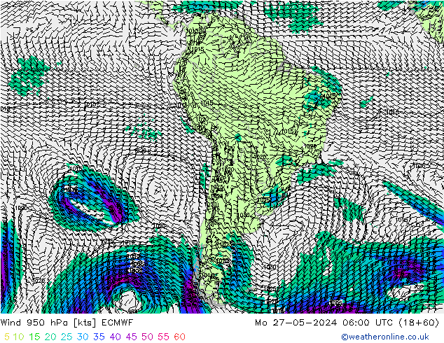 Vento 950 hPa ECMWF Seg 27.05.2024 06 UTC