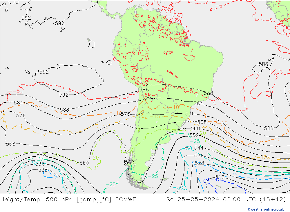 Z500/Rain (+SLP)/Z850 ECMWF Sáb 25.05.2024 06 UTC