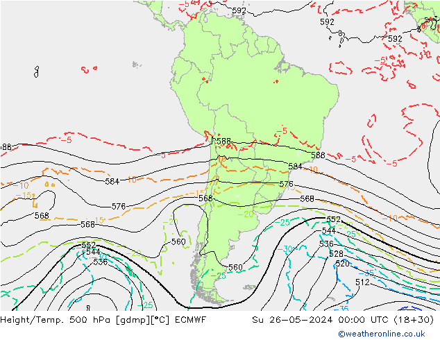 Z500/Rain (+SLP)/Z850 ECMWF Su 26.05.2024 00 UTC