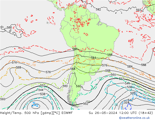 Z500/Rain (+SLP)/Z850 ECMWF dim 26.05.2024 12 UTC