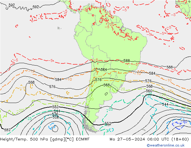 Z500/Rain (+SLP)/Z850 ECMWF пн 27.05.2024 06 UTC