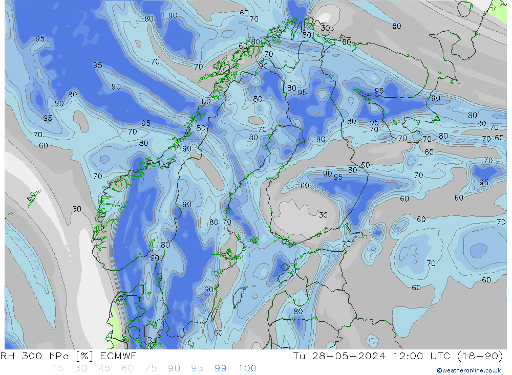 RH 300 hPa ECMWF Ter 28.05.2024 12 UTC